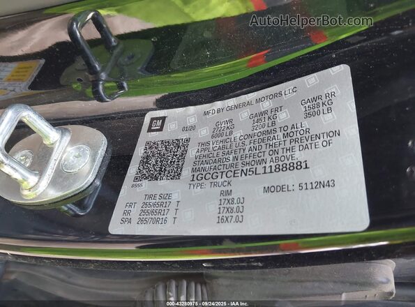 1GCGTCEN5L1188881 2020 CHEVROLET COLORADO Black ძრავის განყოფილების ხედი