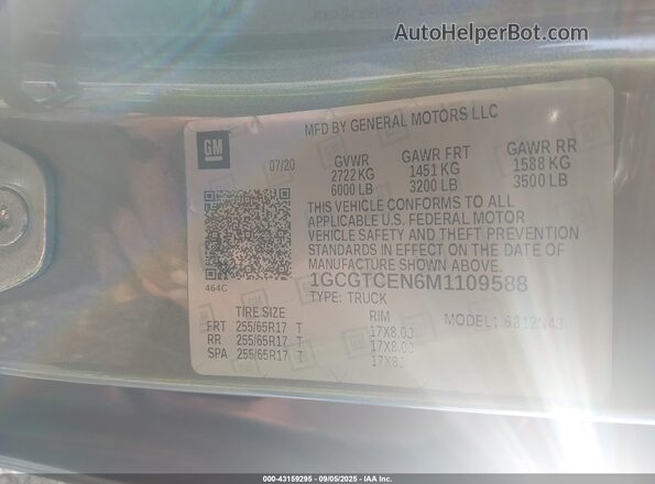 1GCGTCEN6M1109588 2021 CHEVROLET COLORADO Gray Engine compartment view
