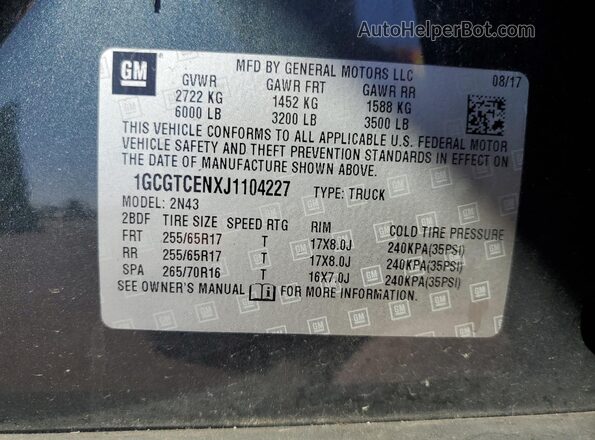 1GCGTCENXJ1104227 2018 CHEVROLET COLORADO Gray 