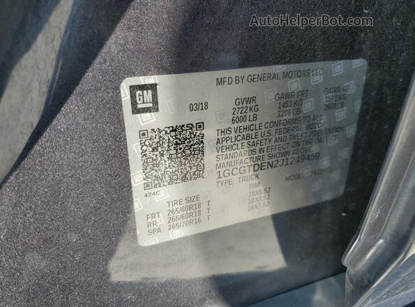 1GCGTDEN2J1249459 2018 CHEVROLET COLORADO Синий 