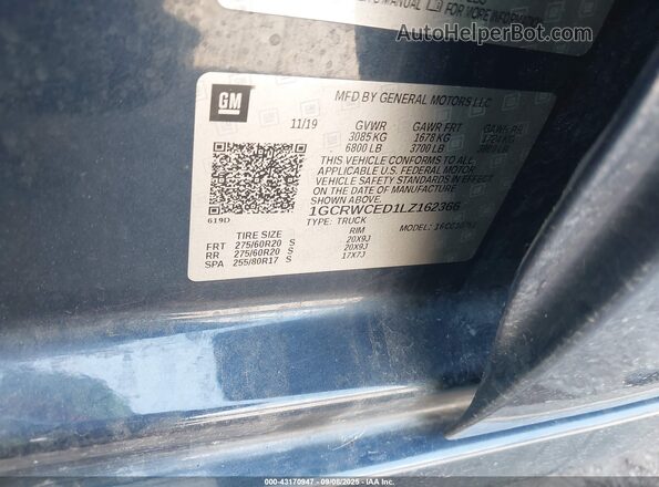 1GCRWCED1LZ162366 2020 CHEVROLET SILVERADO Blue ძრავის განყოფილების ხედი
