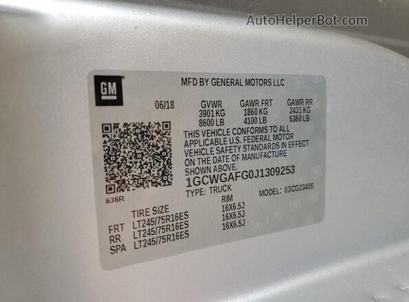 1GCWGAFG0J1309253 2018 CHEVROLET EXPRESS Silver 