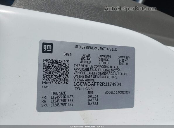 1GCWGAFP2R1174904 2024 CHEVROLET EXPRESS White 