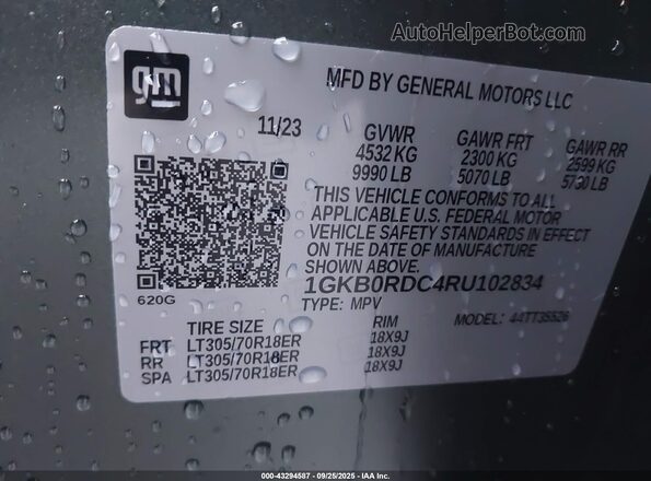 1GKB0RDC4RU102834 2024 GMC HUMMER EV SUV Gray Vista del compartimento del motor