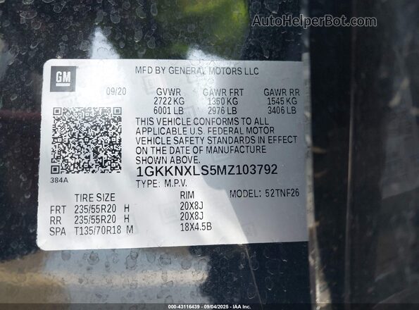 1GKKNXLS5MZ103792 2021 GMC ACADIA Black Engine compartment view