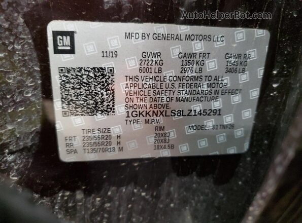 1GKKNXLS8LZ145291 2020 GMC ACADIA Burgundy Սալոնի 360 աստիճան տեսք