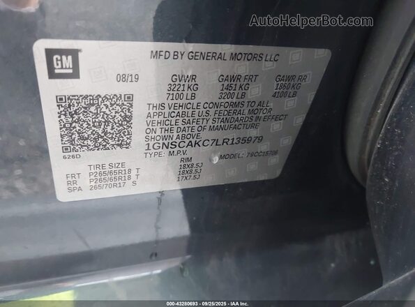 1GNSCAKC7LR135979 2020 CHEVROLET TAHOE Blue Engine compartment view