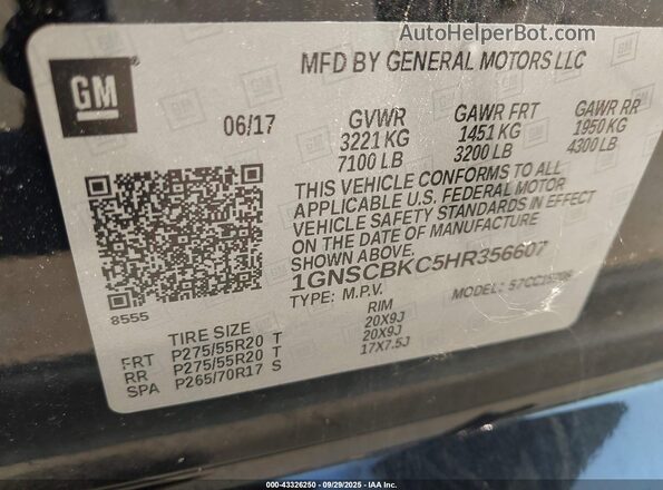 1GNSCBKC5HR356607 2017 CHEVROLET TAHOE Black 