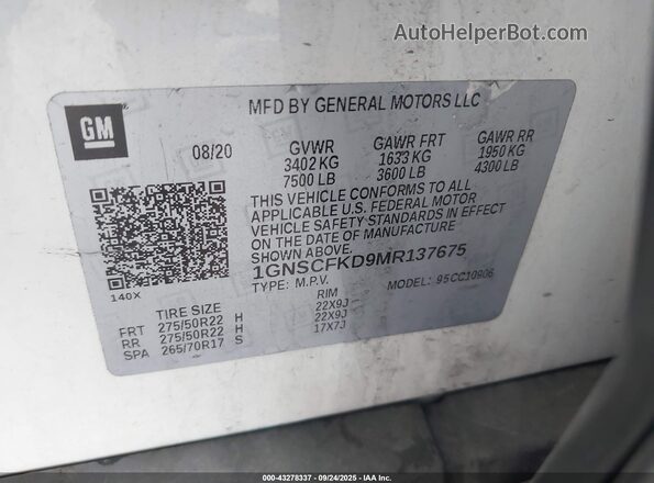 1GNSCFKD9MR137675 2021 CHEVROLET SUBURBAN White Widok komory silnika