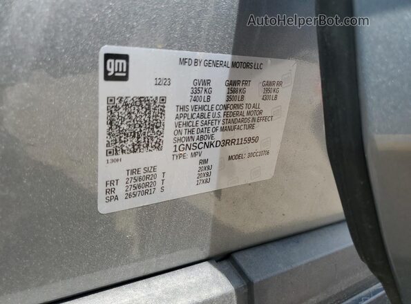 1GNSCNKD3RR115950 2024 CHEVROLET TAHOE Gray 