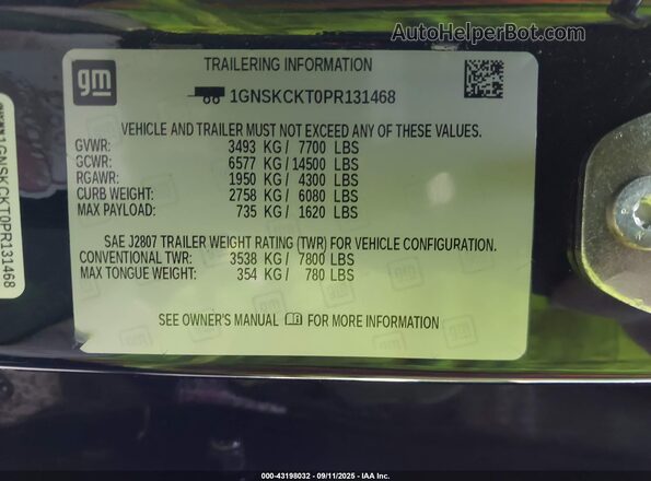 1GNSKCKT0PR131468 2023 CHEVROLET SUBURBAN Black Vista del compartimento del motor