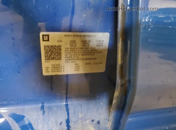 1GNSKDEC1LR244762 2020 CHEVROLET TAHOE Blue 