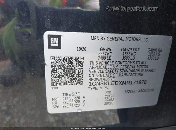 1GNSKLEDXMR171878 2021 CHEVROLET TAHOE Black Vista del compartimento del motor