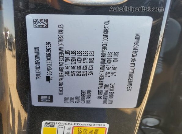 1GNSKLEDXRR297326 2024 CHEVROLET TAHOE Black 