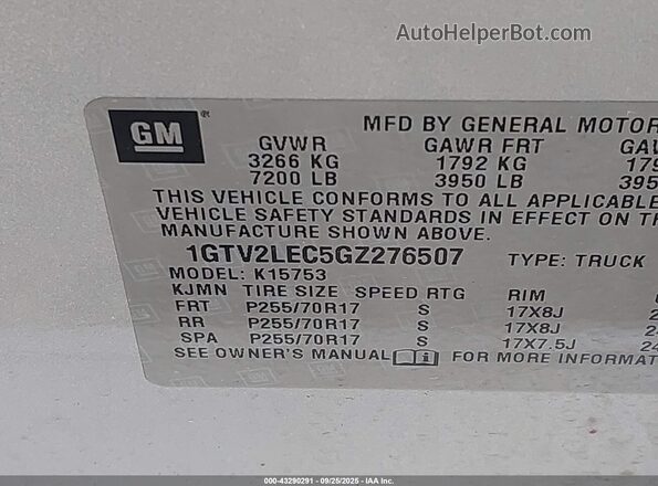 1GTV2LEC5GZ276507 2016 GMC SIERRA Silver Engine compartment view