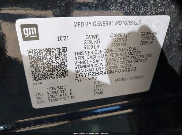 1GYFZBR46MF080970 2021 CADILLAC XT4 Black Engine compartment view