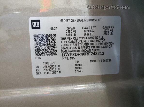 1GYFZDR40RF243213 2024 CADILLAC XT4 Silver 