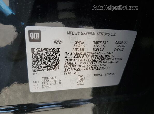 1GYFZDR41RF184933 2024 CADILLAC XT4 Black 