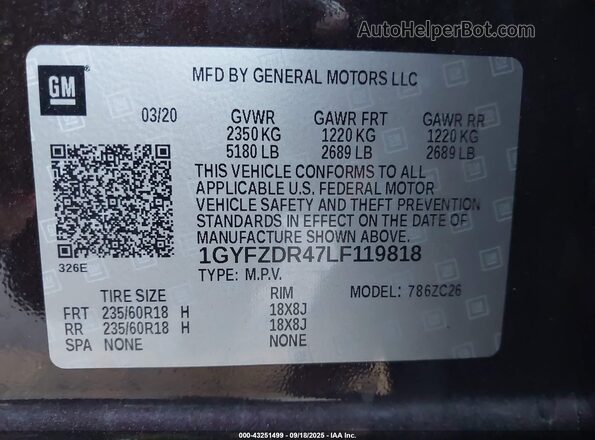 1GYFZDR47LF119818 2020 CADILLAC XT4 Maroon Widok komory silnika
