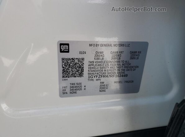 1GYFZFR47RF163449 2024 CADILLAC XT4 Белый 