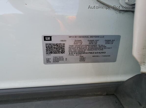 1GYKNDR47MZ104293 2021 CADILLAC XT5 Белый Вид наклейки с VIN-кодом