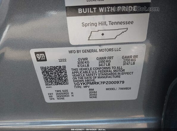 1GYKPMRK7PZ000979 2023 CADILLAC OTHER Gray 