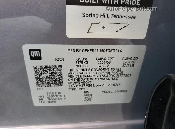 1GYKPRRL5RZ123687 2024 CADILLAC OTHER Gray 