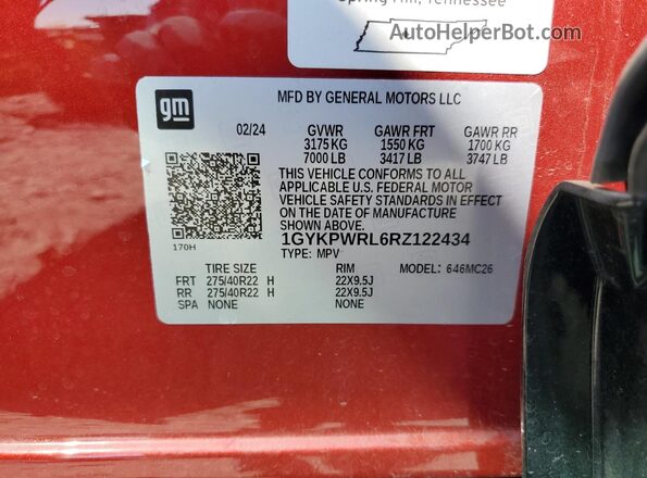 1GYKPWRL6RZ122434 2024 CADILLAC OTHER Red 