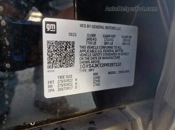 1GYS4JKT2PR397110 2023 CADILLAC ESCALADE Black Панорамний вид салону 360°
