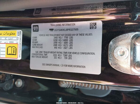 1GYS4KKL8PR327505 2023 CADILLAC ESCALADE  