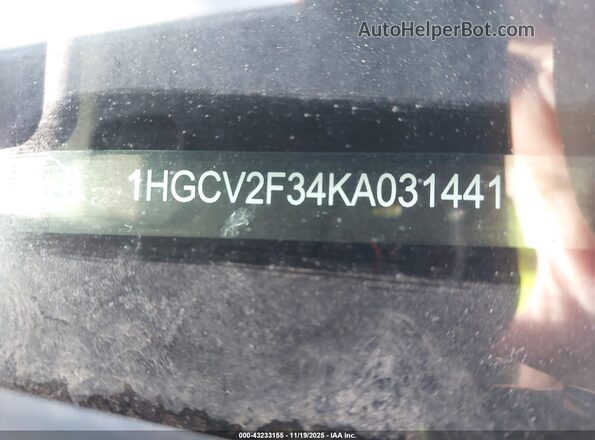1HGCV2F34KA031441 2019 HONDA ACCORD White 