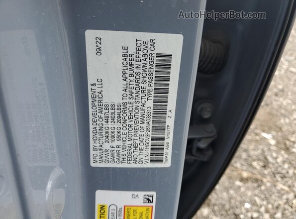 1HGCV3F26NA038313 2022 HONDA ACCORD Gray 