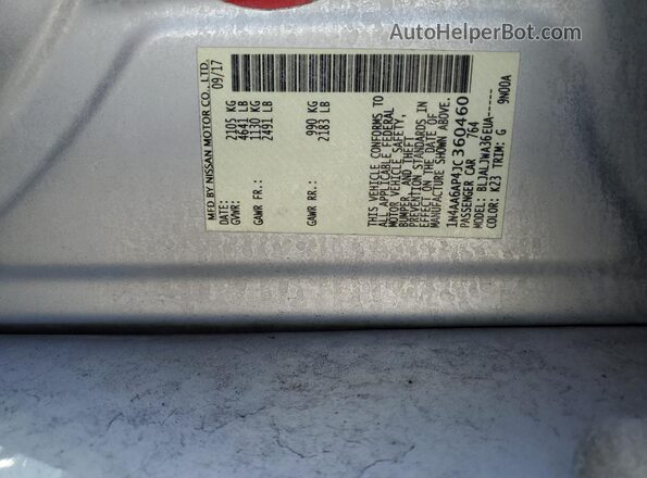 1N4AA6AP4JC360460 2018 NISSAN MAXIMA Silver 
