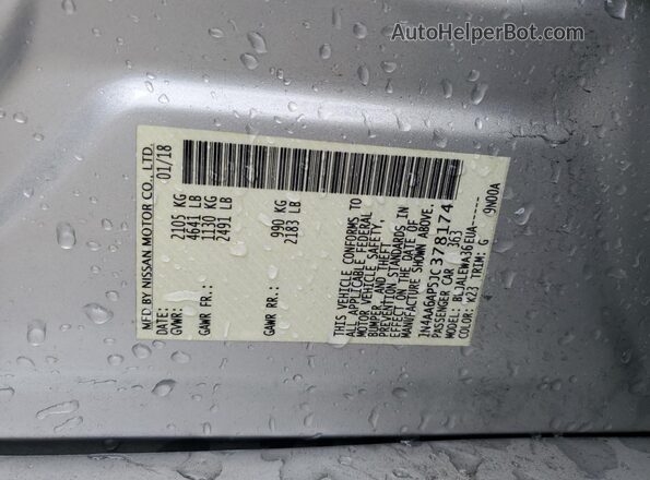 1N4AA6AP5JC378174 2018 NISSAN MAXIMA Silver 