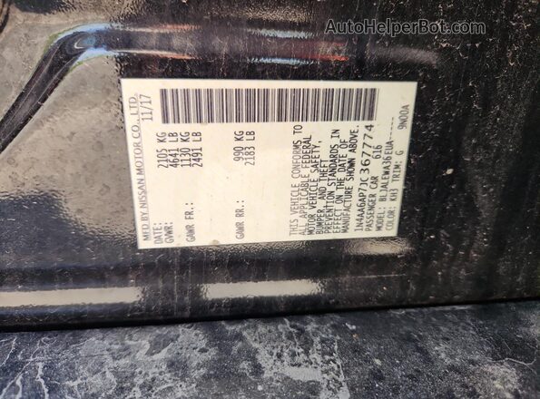 1N4AA6AP7JC367774 2018 NISSAN MAXIMA Black 