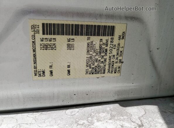 1N4AA6EV4PC502288 2023 NISSAN MAXIMA SR White Widok komory silnika