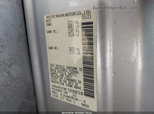 1N4AA6FV2MC508858 2021 NISSAN MAXIMA PLATINUM Silver ძრავის განყოფილების ხედი