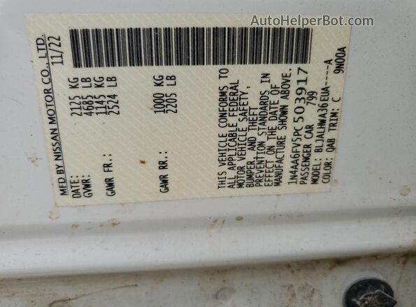 1N4AA6FV5PC503917 2023 NISSAN MAXIMA PLATINUM White Vista del compartimento del motor