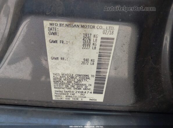 1N4AL3AP0JC208474 2018 NISSAN ALTIMA Gray 