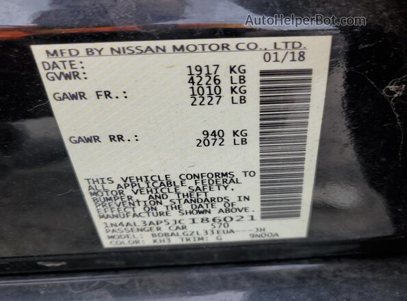 1N4AL3AP5JC186021 2018 NISSAN ALTIMA Черный 