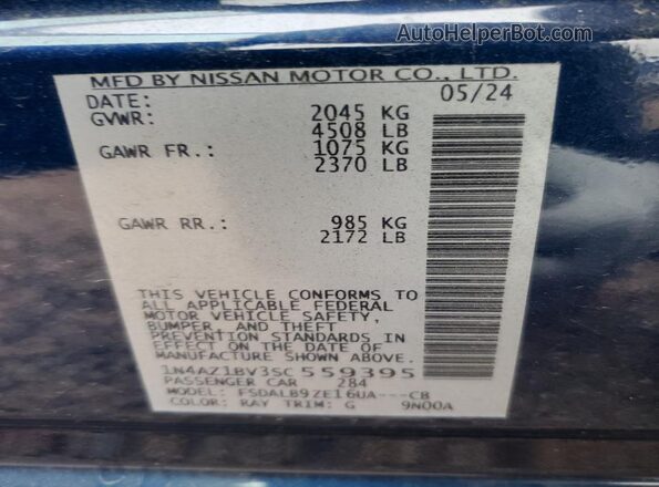 1N4AZ1BV3SC559395 2025 NISSAN LEAF Blue 