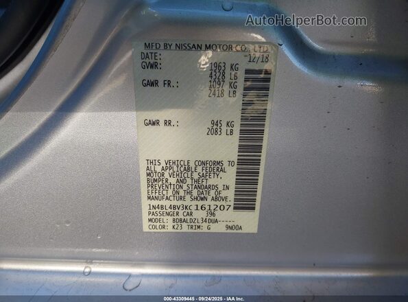 1N4BL4BV3KC161207 2019 NISSAN ALTIMA Silver Вид підкапотного простору