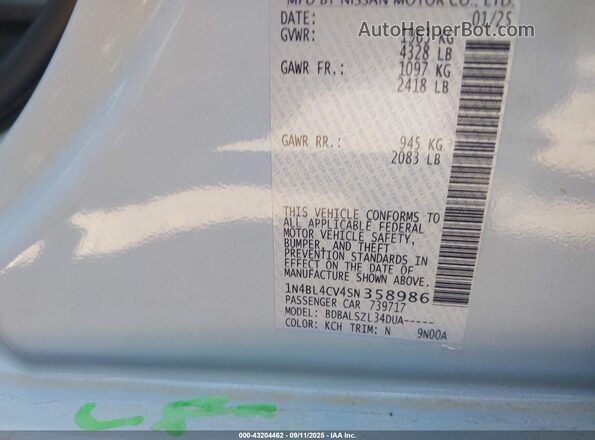 1N4BL4CV4SN358986 2025 NISSAN ALTIMA Синий Вид подкапотного пространства