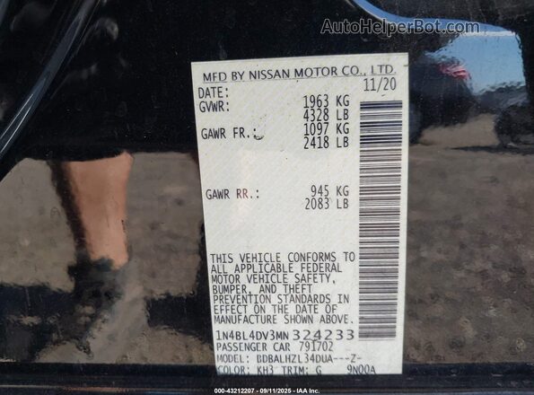 1N4BL4DV3MN324233 2021 NISSAN ALTIMA Black 