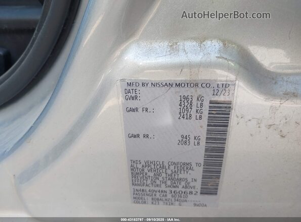 1N4BL4DV4RN360682 2024 NISSAN ALTIMA Серебряный Вид подкапотного пространства