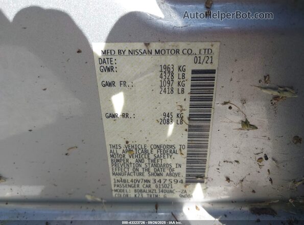 1N4BL4DV7MN347594 2021 NISSAN ALTIMA Silver 