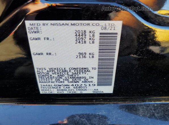 1N4BL4DW5MN402519 2021 NISSAN ALTIMA Black 