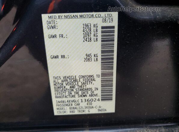 1N4BL4EV6LC136024 2020 NISSAN ALTIMA Blue ძრავის განყოფილების ხედი
