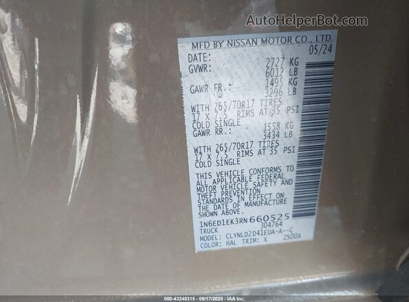 1N6ED1EK3RN660525 2024 NISSAN FRONTIER Brown 
