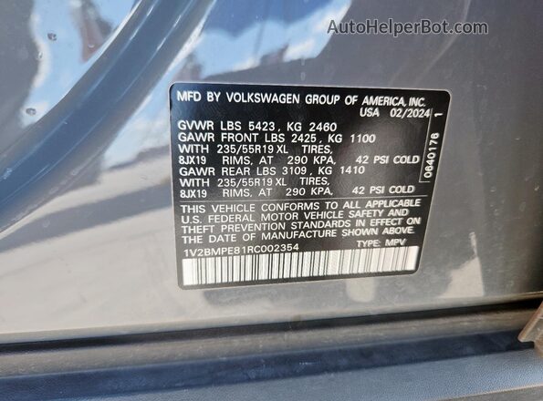 1V2BMPE81RC002354 2024 VOLKSWAGEN ID.4 Gray 360 interior view